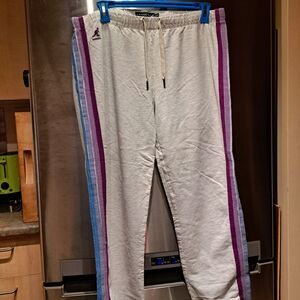 Kangol Gray Sweatpants with Purple and Blue Stripes
